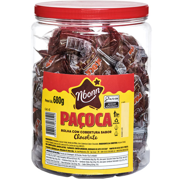 pacoca-rolha-com-cobertura-sabor-choc-com-40-uni Paçoca Rolha com Cobertura Sabor Chocolate ao Leite - 40 Unidades - Imagem 1